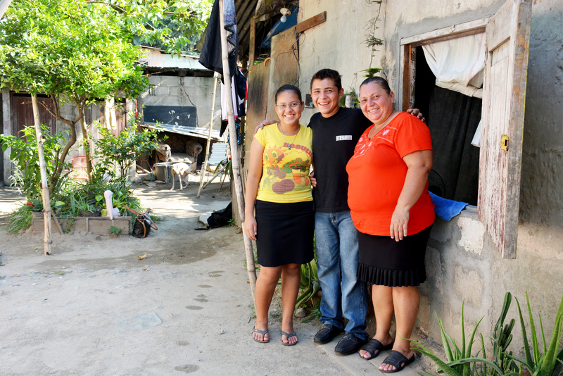 Kevin with his mother and sister